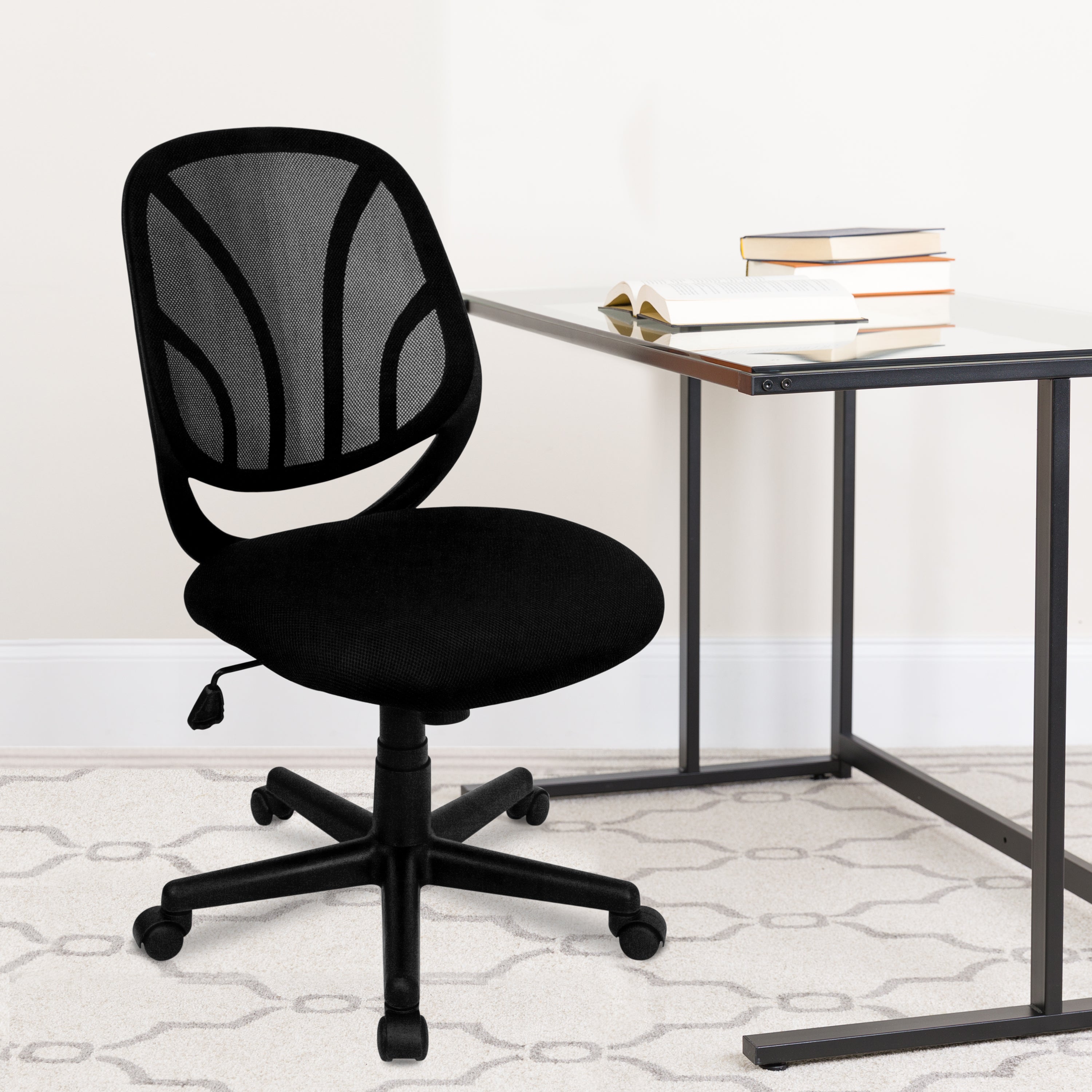 Y-GO Office Chair Mid-Back Black Mesh Swivel Task Office Chair