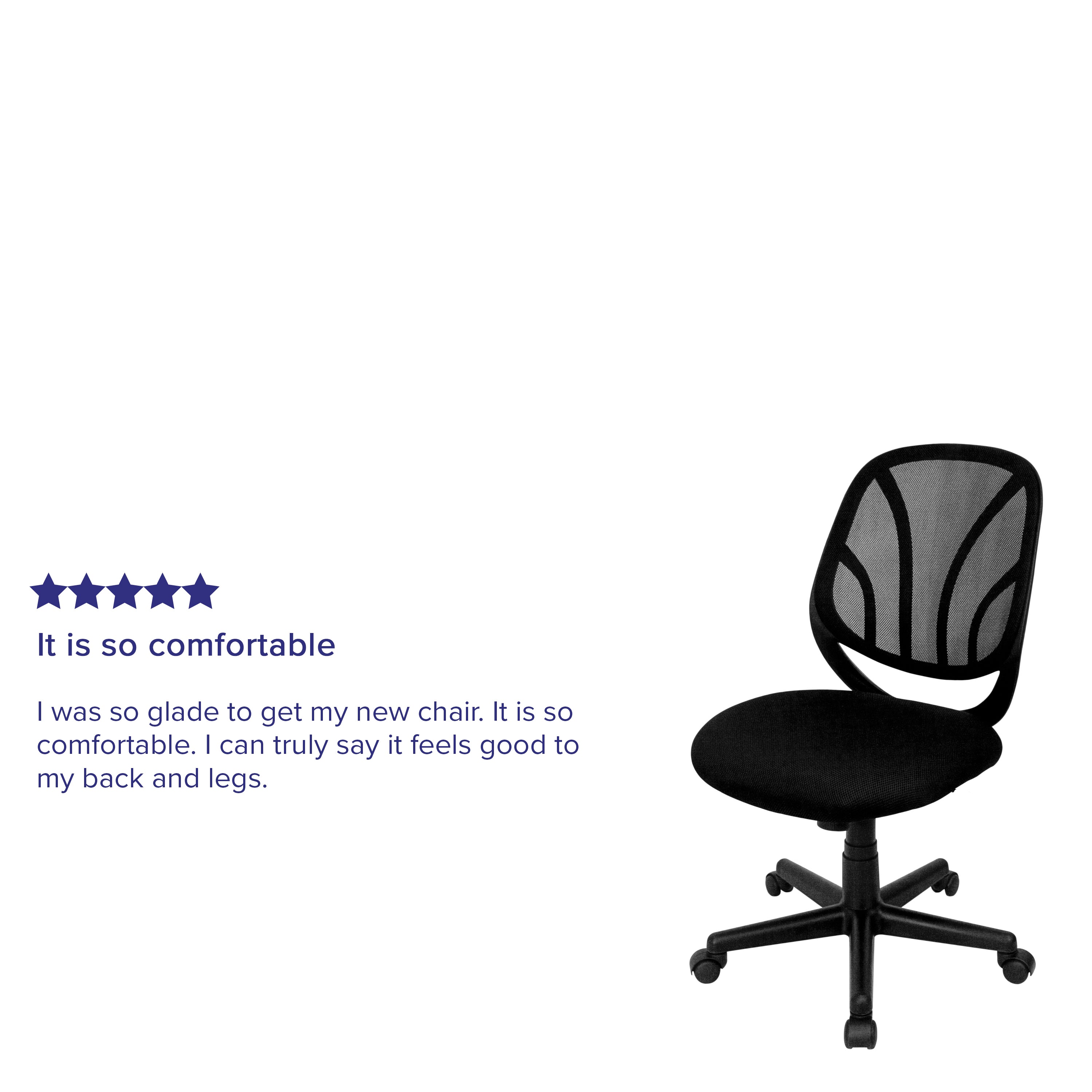 Y-GO Office Chair Mid-Back Black Mesh Swivel Task Office Chair