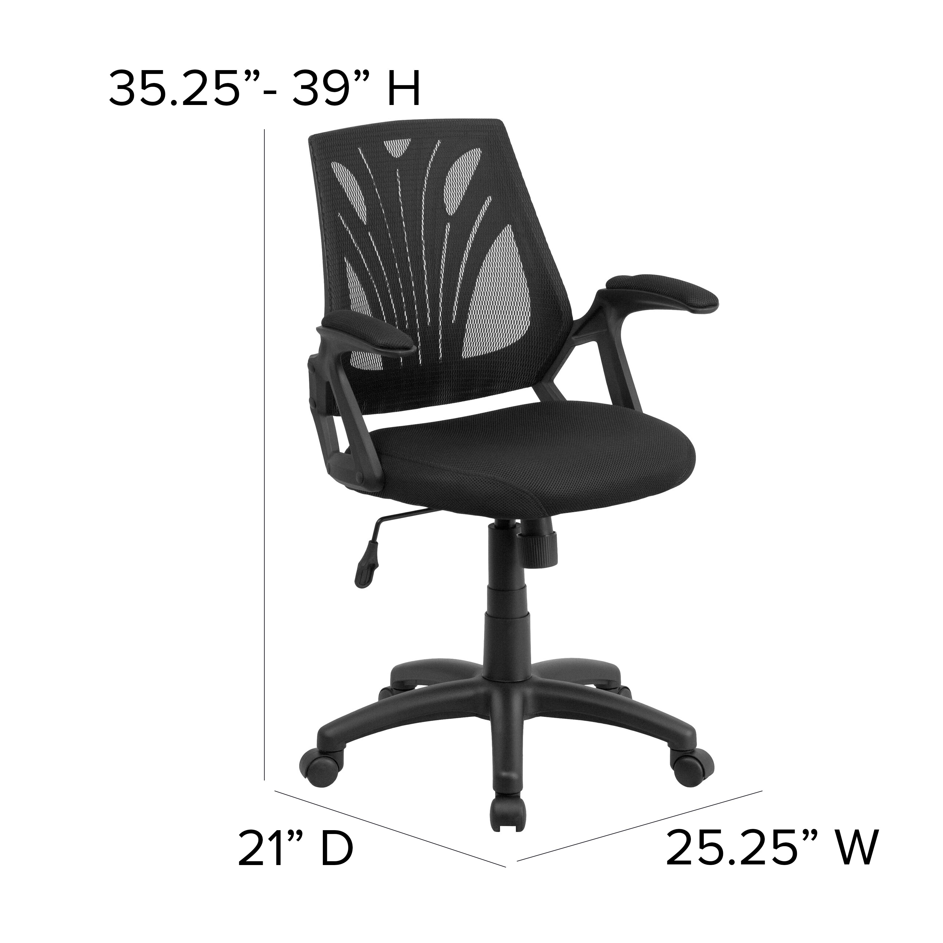 Sam Mid-Back Designer Black Mesh Swivel Task Office Chair with Open Arms
