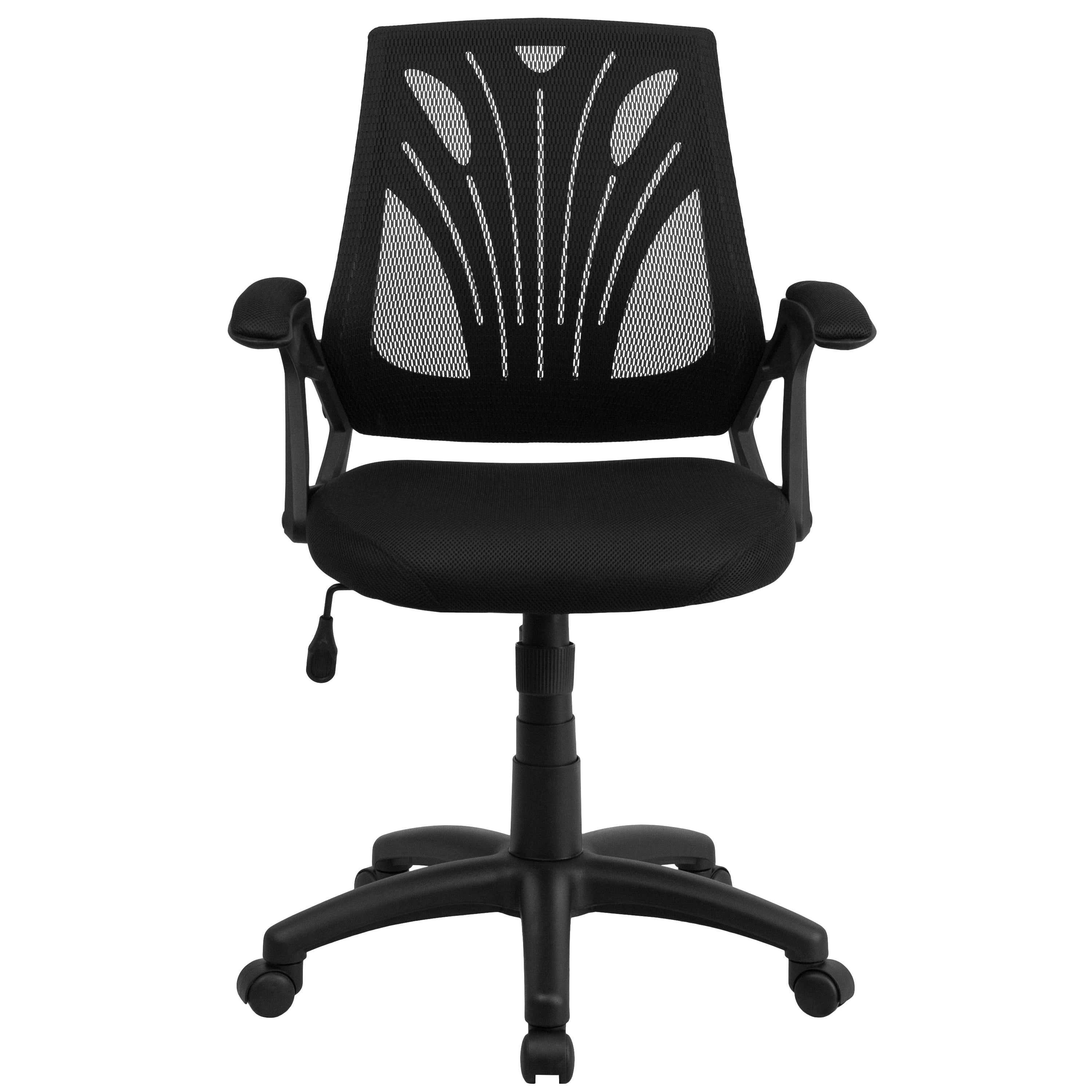 Sam Mid-Back Designer Black Mesh Swivel Task Office Chair with Open Arms