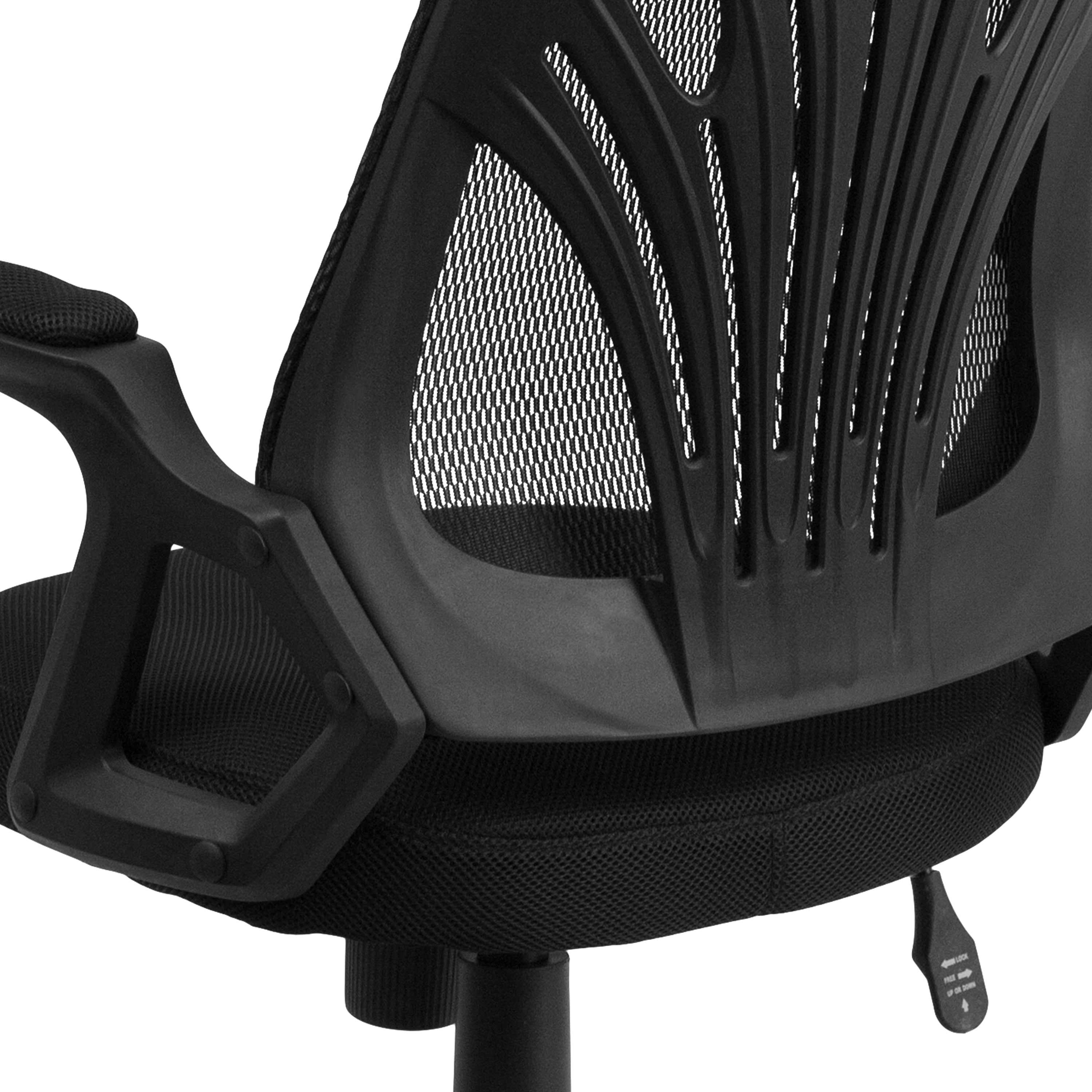 Sam Mid-Back Designer Black Mesh Swivel Task Office Chair with Open Arms