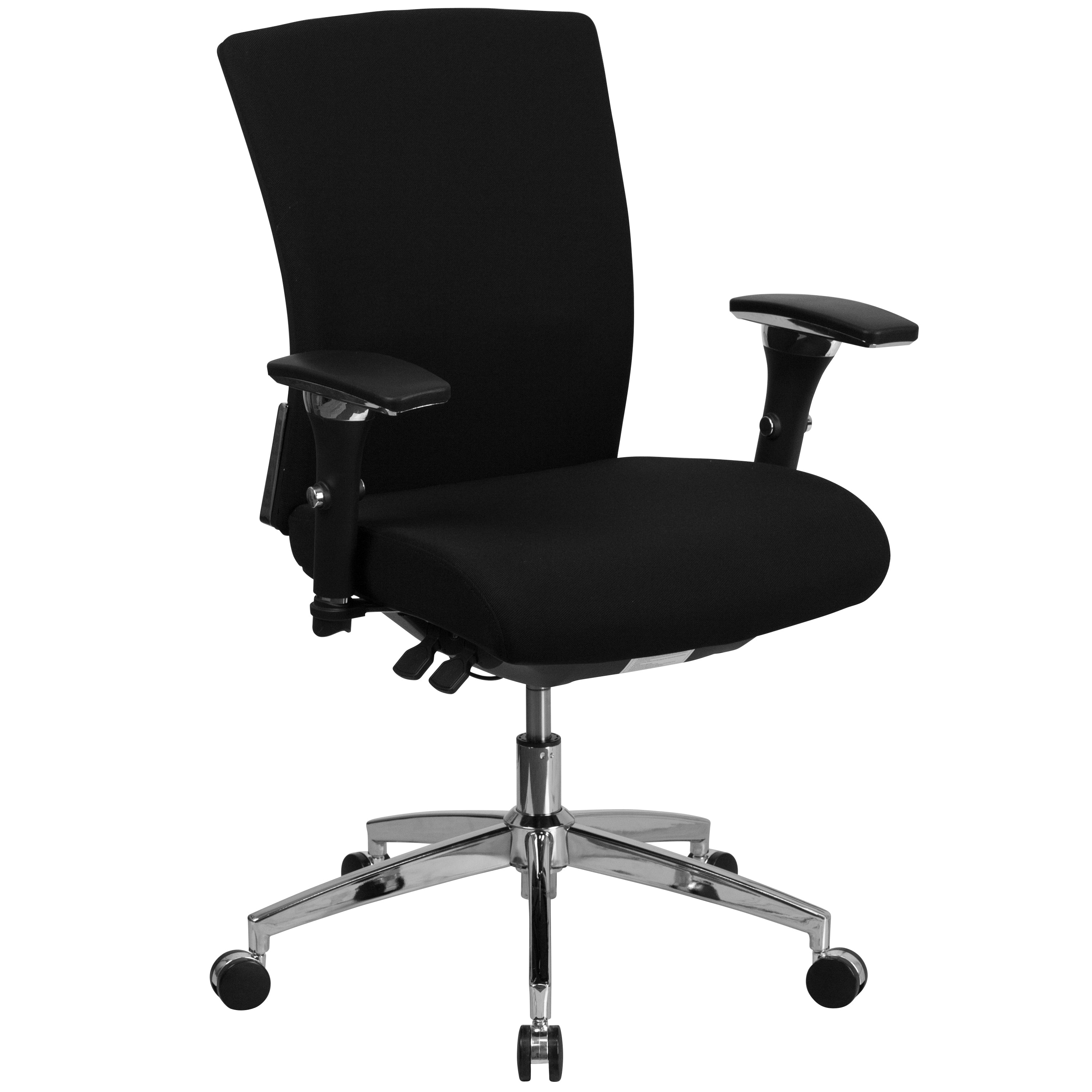 HERCULES Series 24/7 Intensive Use 300 lb. Rated Black Fabric Multifunction Ergonomic Office Chair with Seat Slider