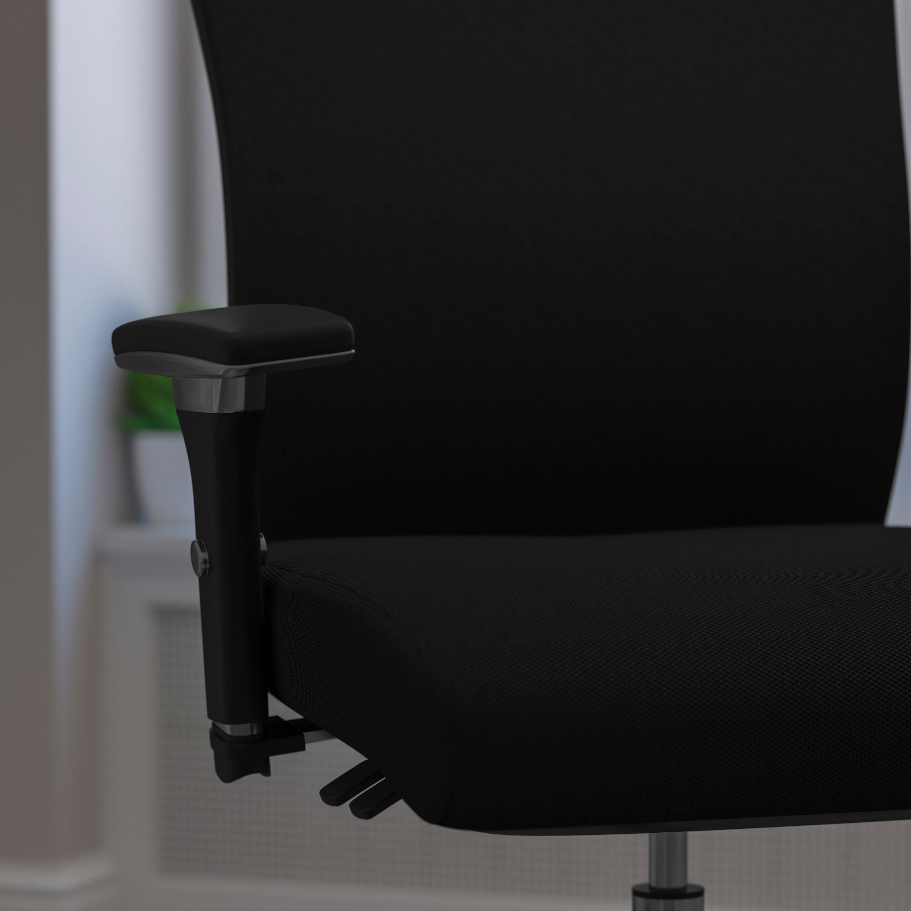 HERCULES Series 24/7 Intensive Use 300 lb. Rated Black Fabric Multifunction Ergonomic Office Chair with Seat Slider
