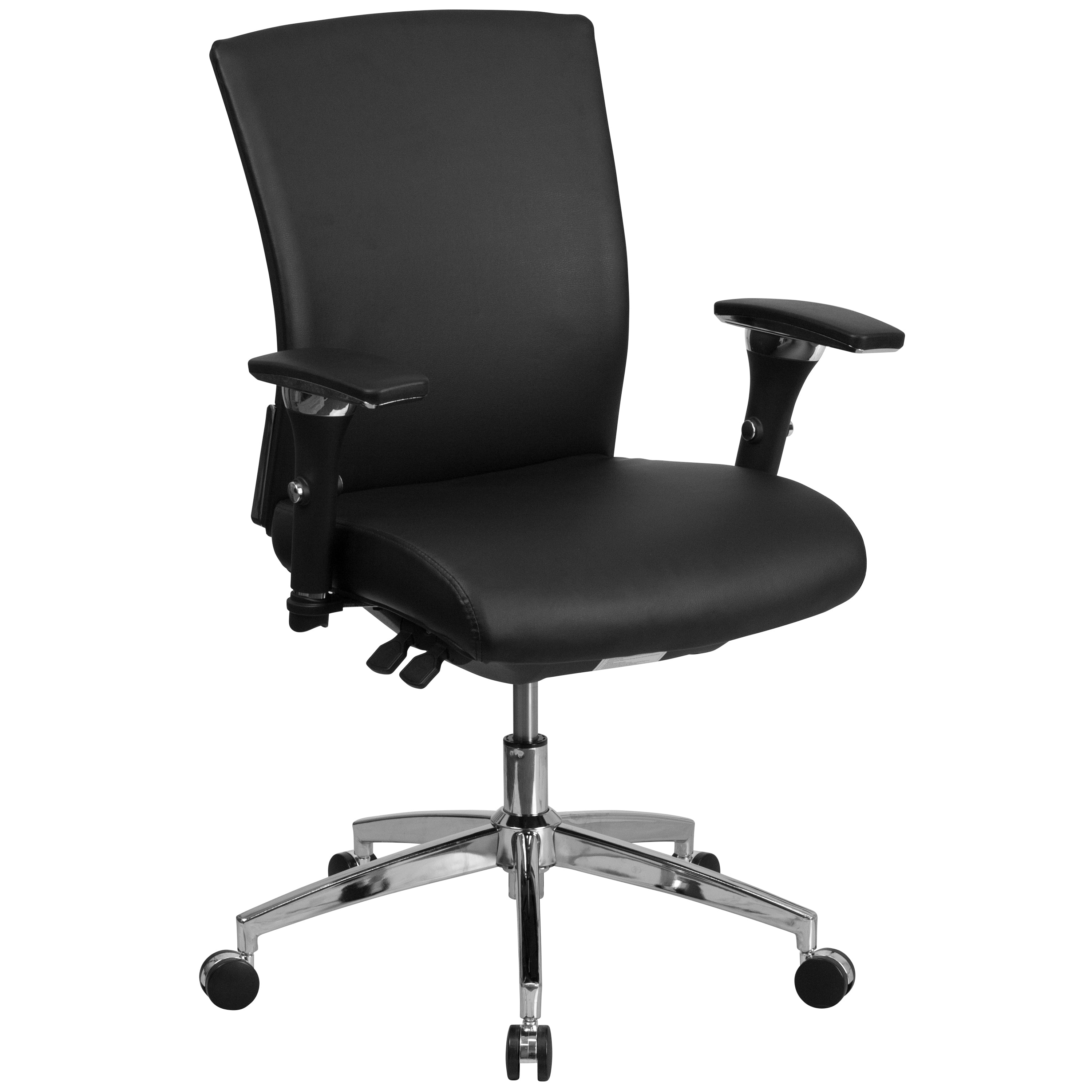 HERCULES Series 24/7 Intensive Use 300 lb. Rated Black LeatherSoft Multifunction Ergonomic Office Chair with Seat Slider
