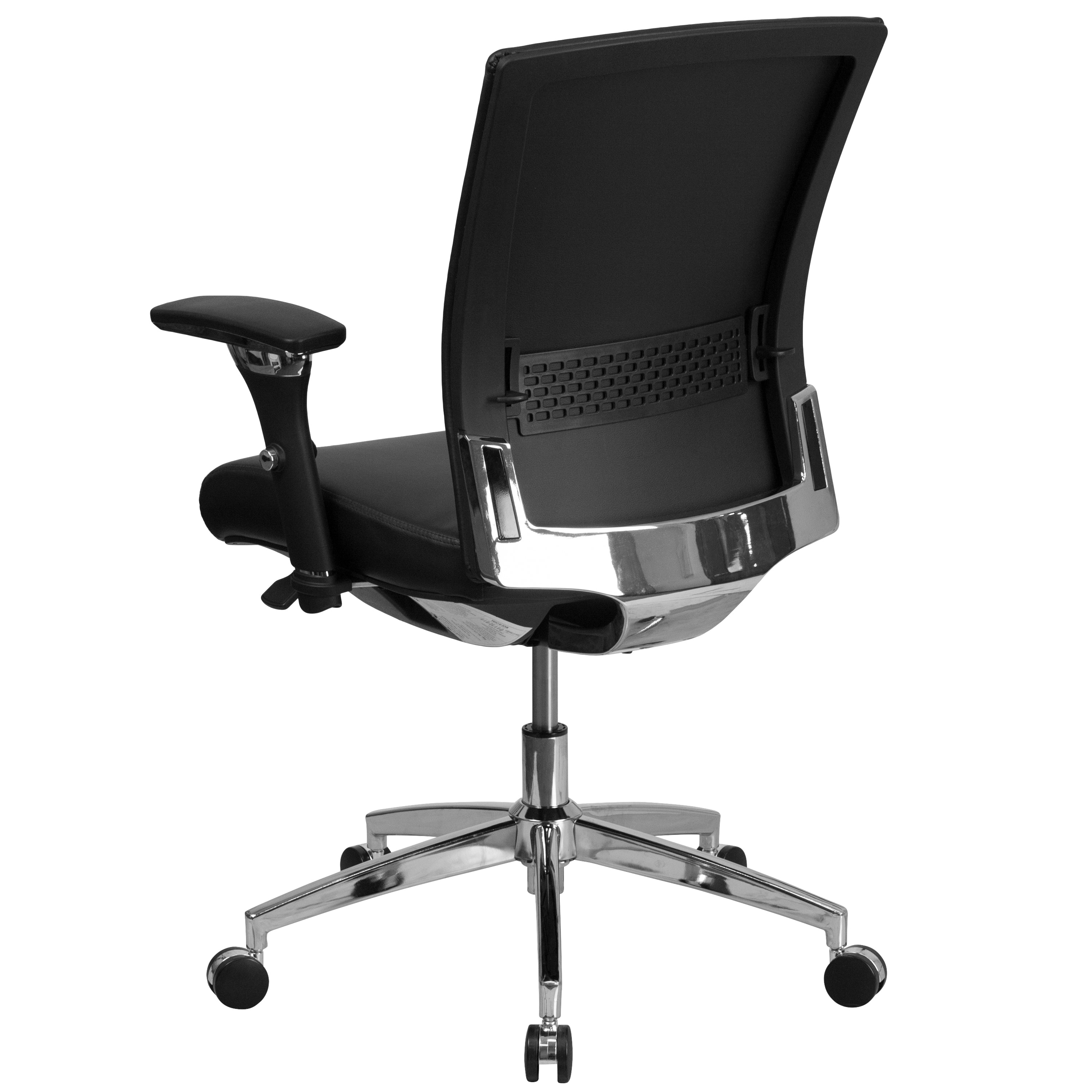 HERCULES Series 24/7 Intensive Use 300 lb. Rated Black LeatherSoft Multifunction Ergonomic Office Chair with Seat Slider