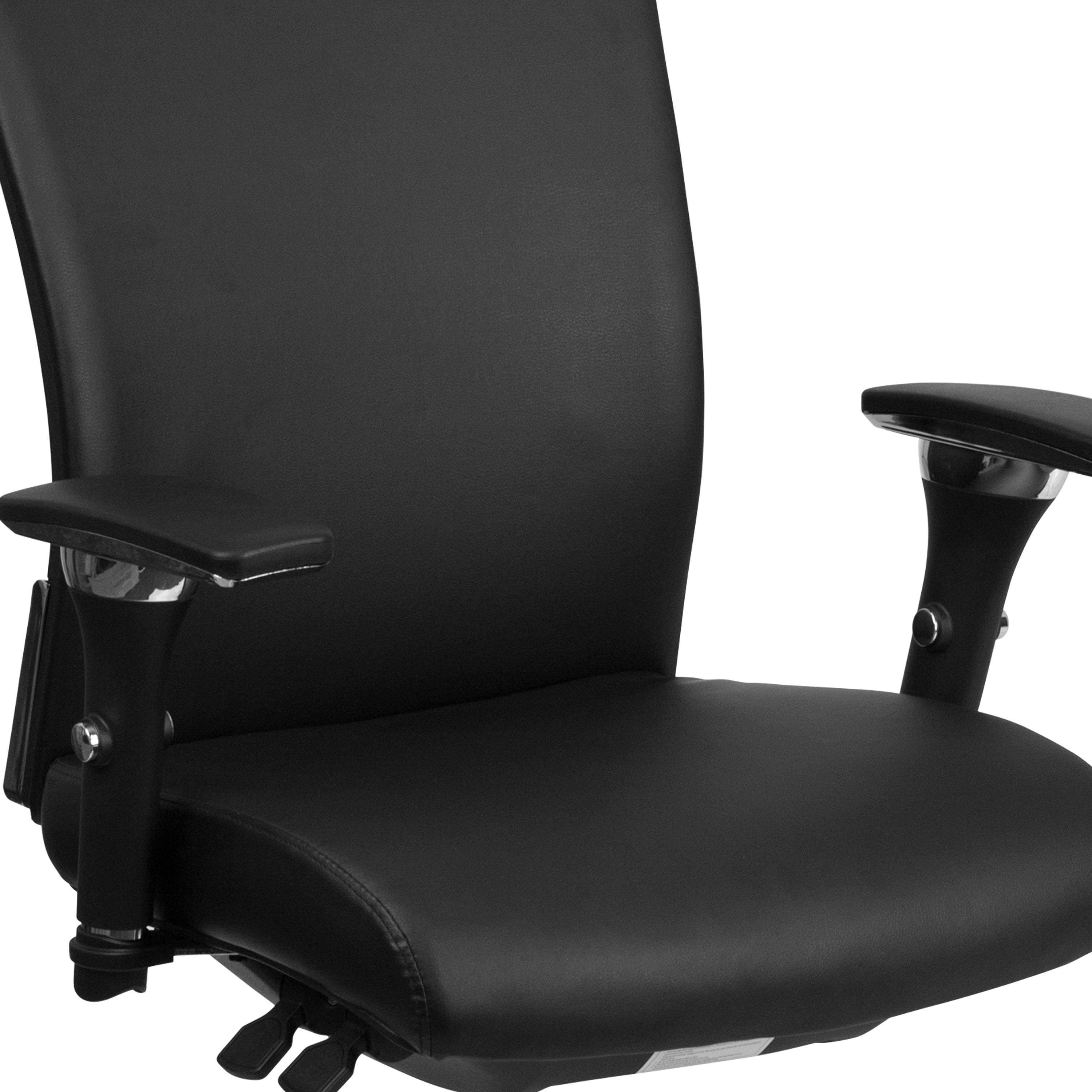 HERCULES Series 24/7 Intensive Use 300 lb. Rated Black LeatherSoft Multifunction Ergonomic Office Chair with Seat Slider