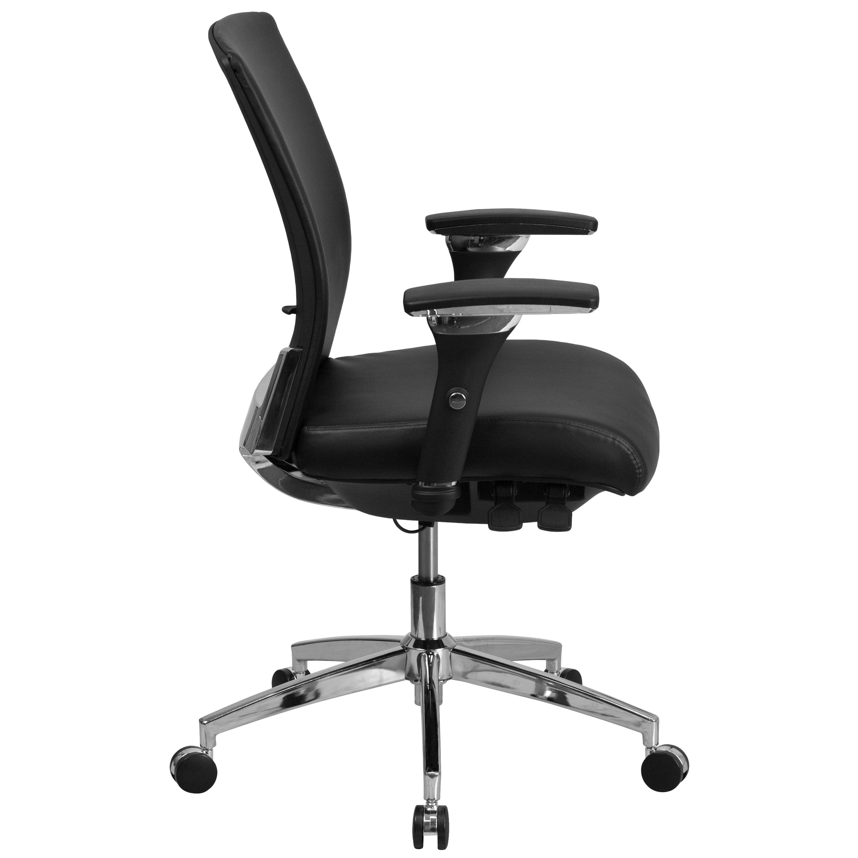 HERCULES Series 24/7 Intensive Use 300 lb. Rated Black LeatherSoft Multifunction Ergonomic Office Chair with Seat Slider