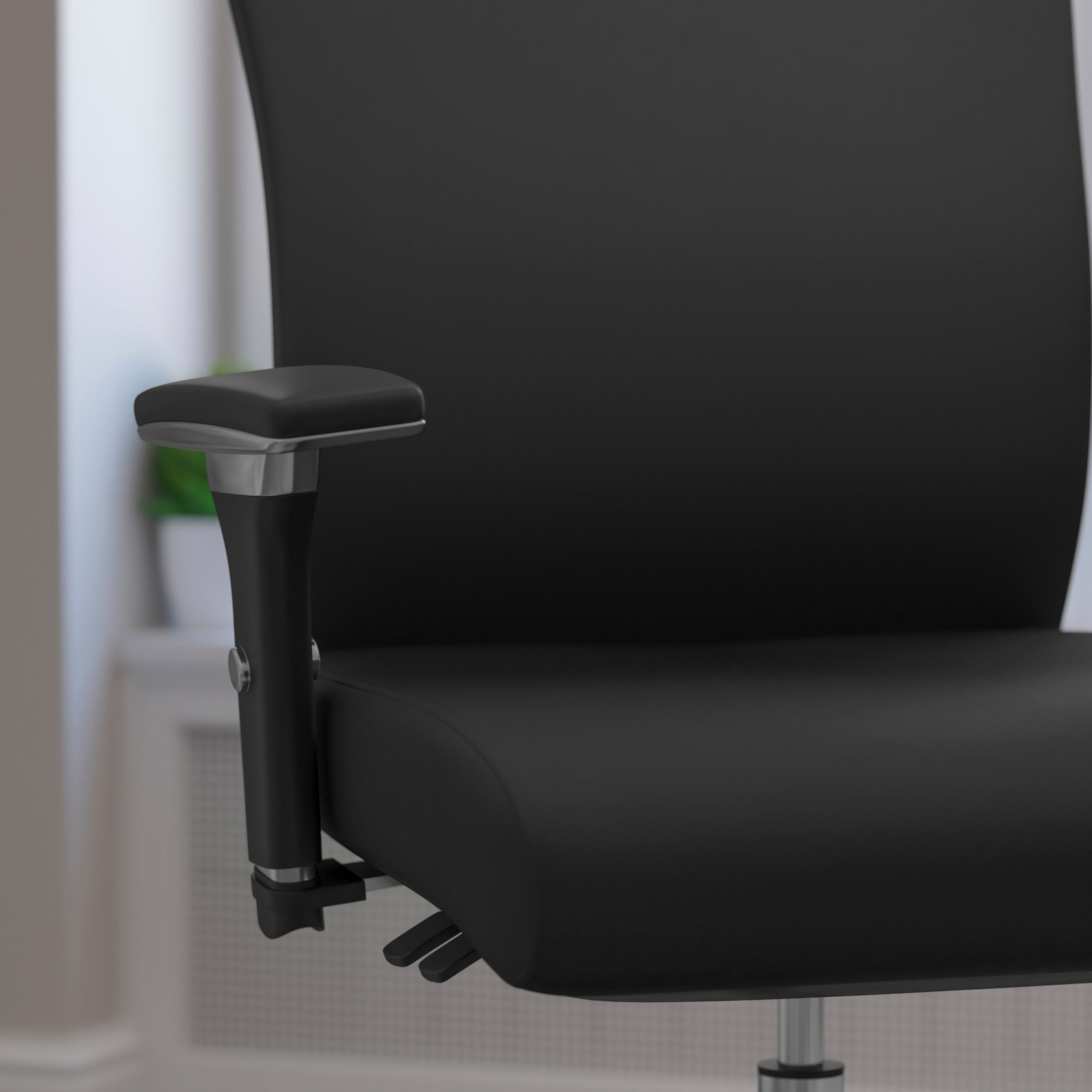 HERCULES Series 24/7 Intensive Use 300 lb. Rated Black LeatherSoft Multifunction Ergonomic Office Chair with Seat Slider