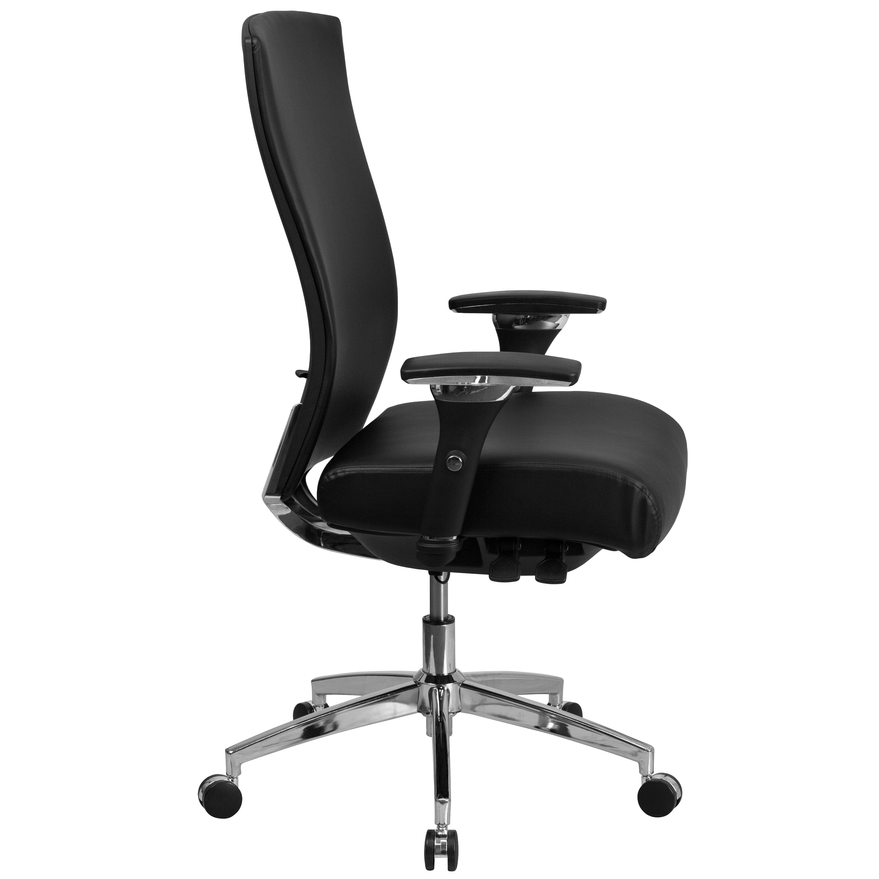 HERCULES Series 24/7 Intensive Use 300 lb. Rated Black LeatherSoft Multifunction Ergonomic Office Chair with Seat Slider