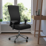 HERCULES Series 24/7 Intensive Use 300 lb. Rated Black LeatherSoft Multifunction Ergonomic Office Chair with Seat Slider