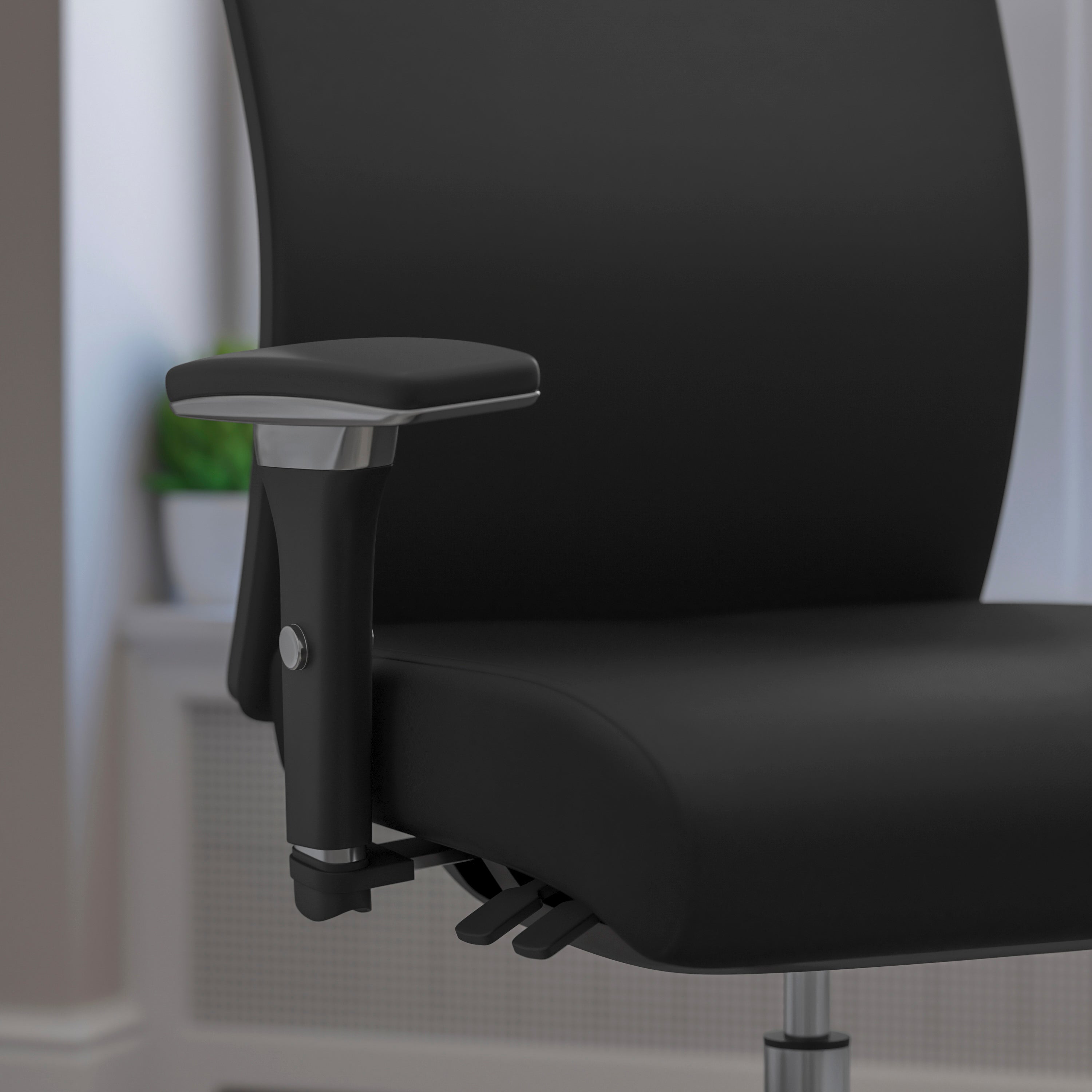 HERCULES Series 24/7 Intensive Use 300 lb. Rated Black LeatherSoft Multifunction Ergonomic Office Chair with Seat Slider