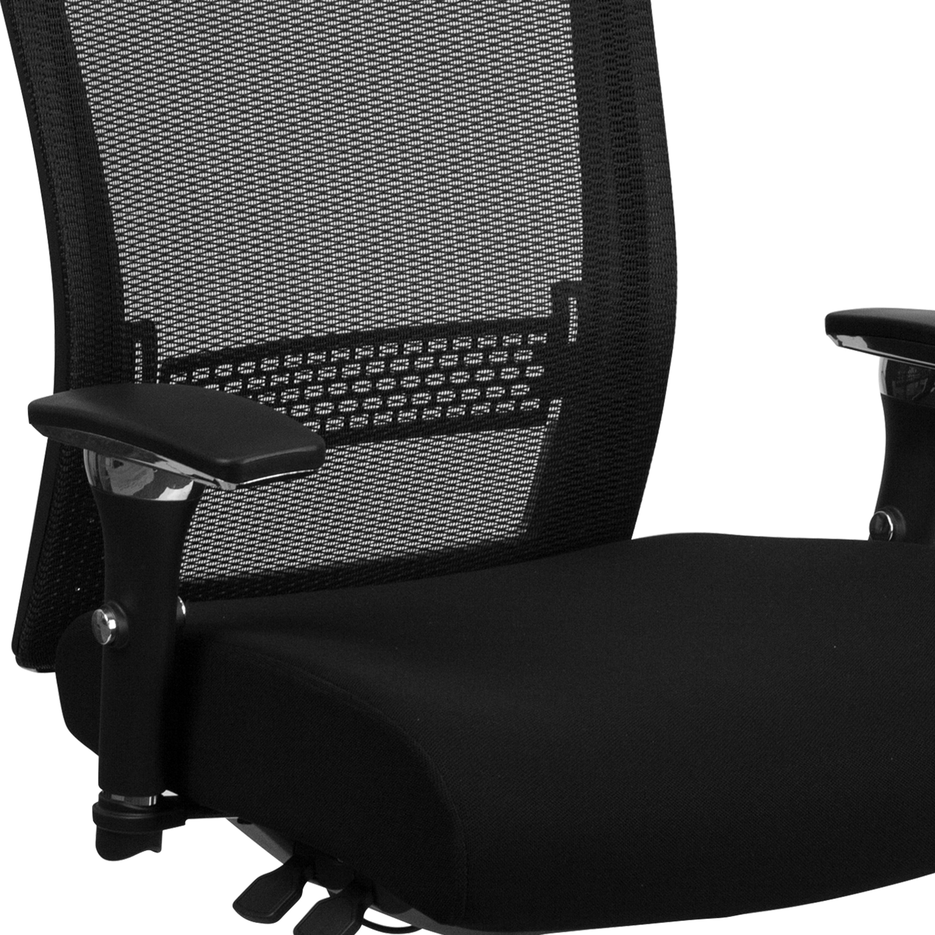 HERCULES Series 24/7 Intensive Use 300 lb. Rated Black Mesh Multifunction Ergonomic Office Chair with Seat Slider