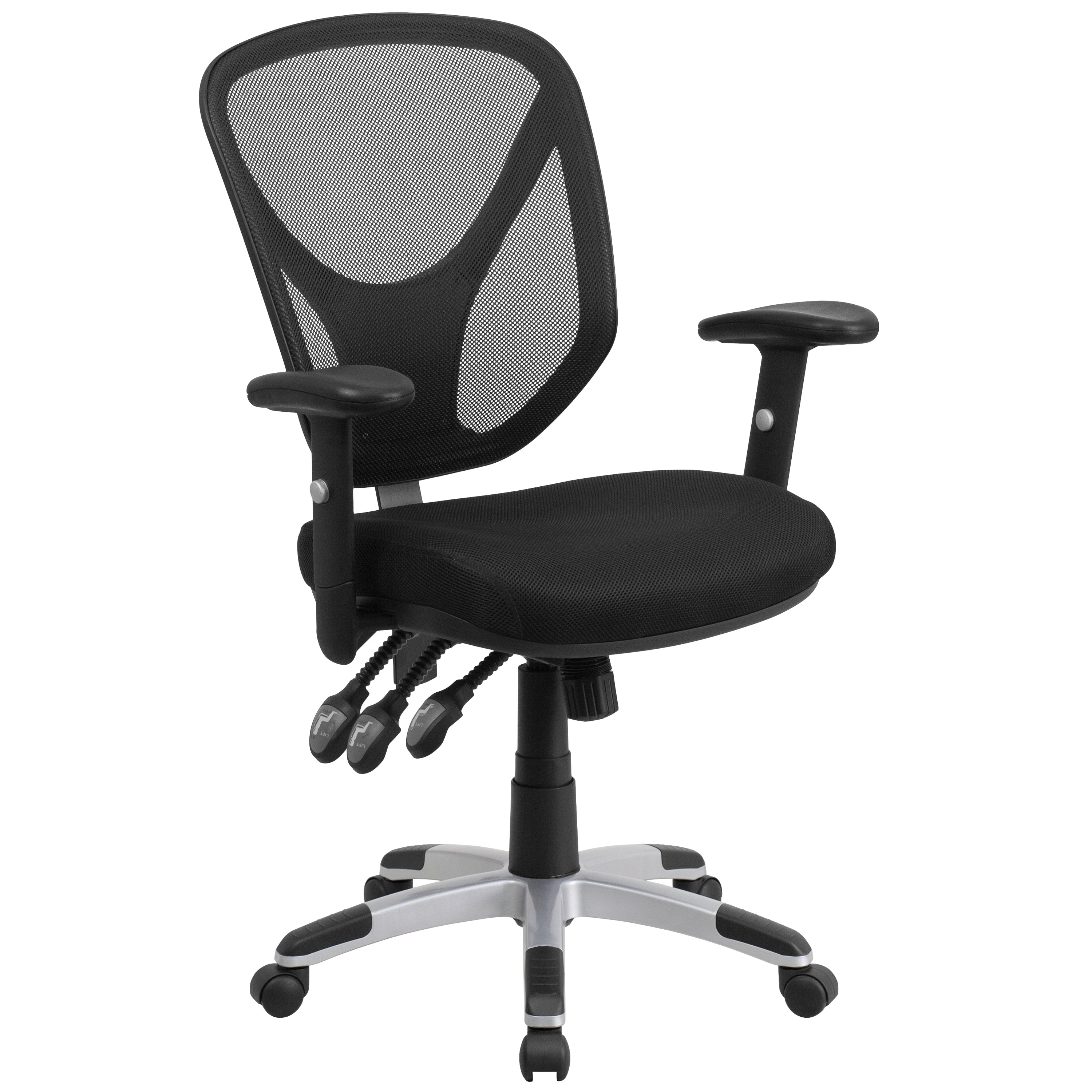 Sam Mid-Back Black Mesh Multifunction Swivel Ergonomic Task Office Chair with Adjustable Arms