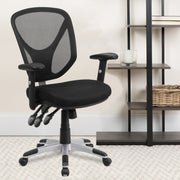 Sam Mid-Back Black Mesh Multifunction Swivel Ergonomic Task Office Chair with Adjustable Arms