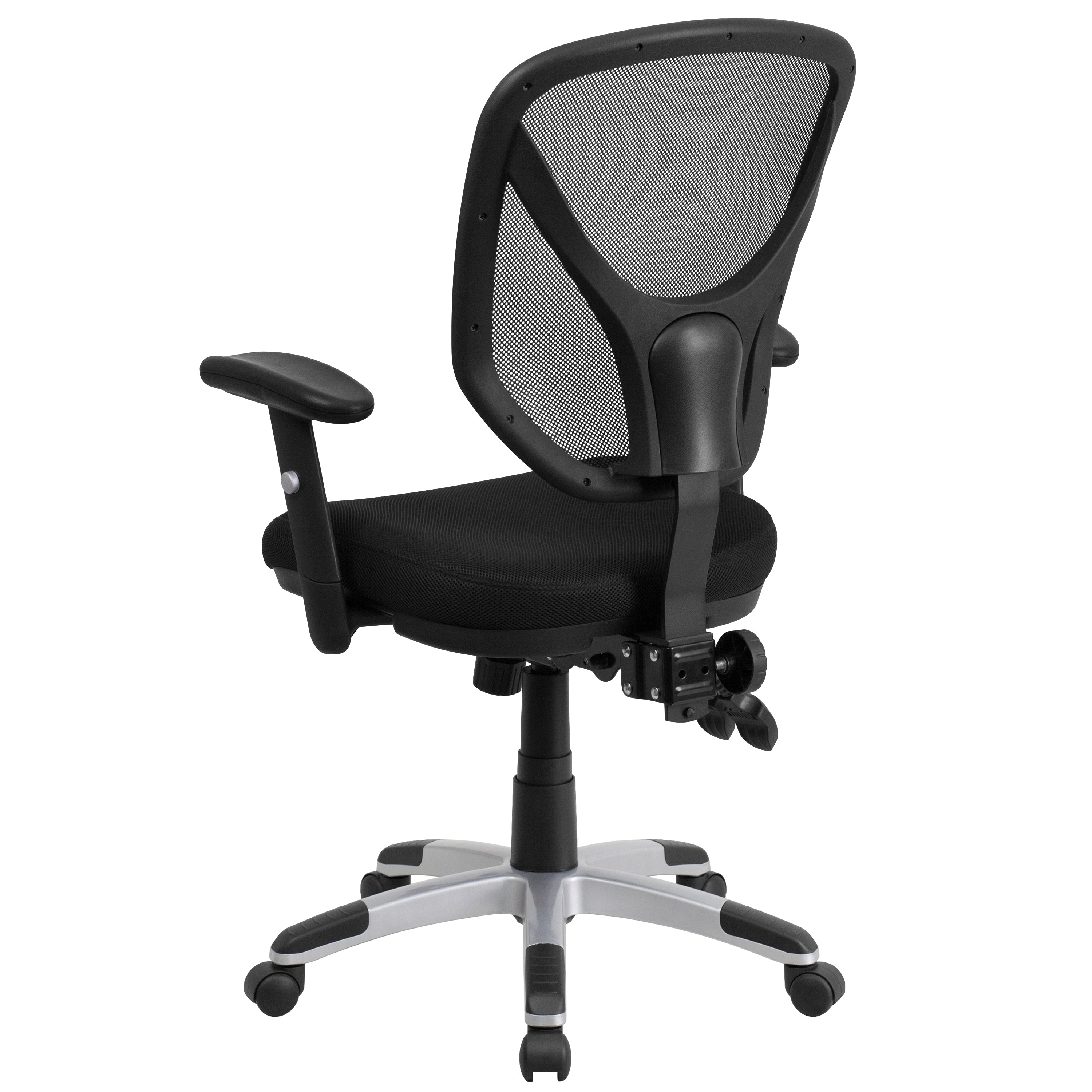 Sam Mid-Back Black Mesh Multifunction Swivel Ergonomic Task Office Chair with Adjustable Arms