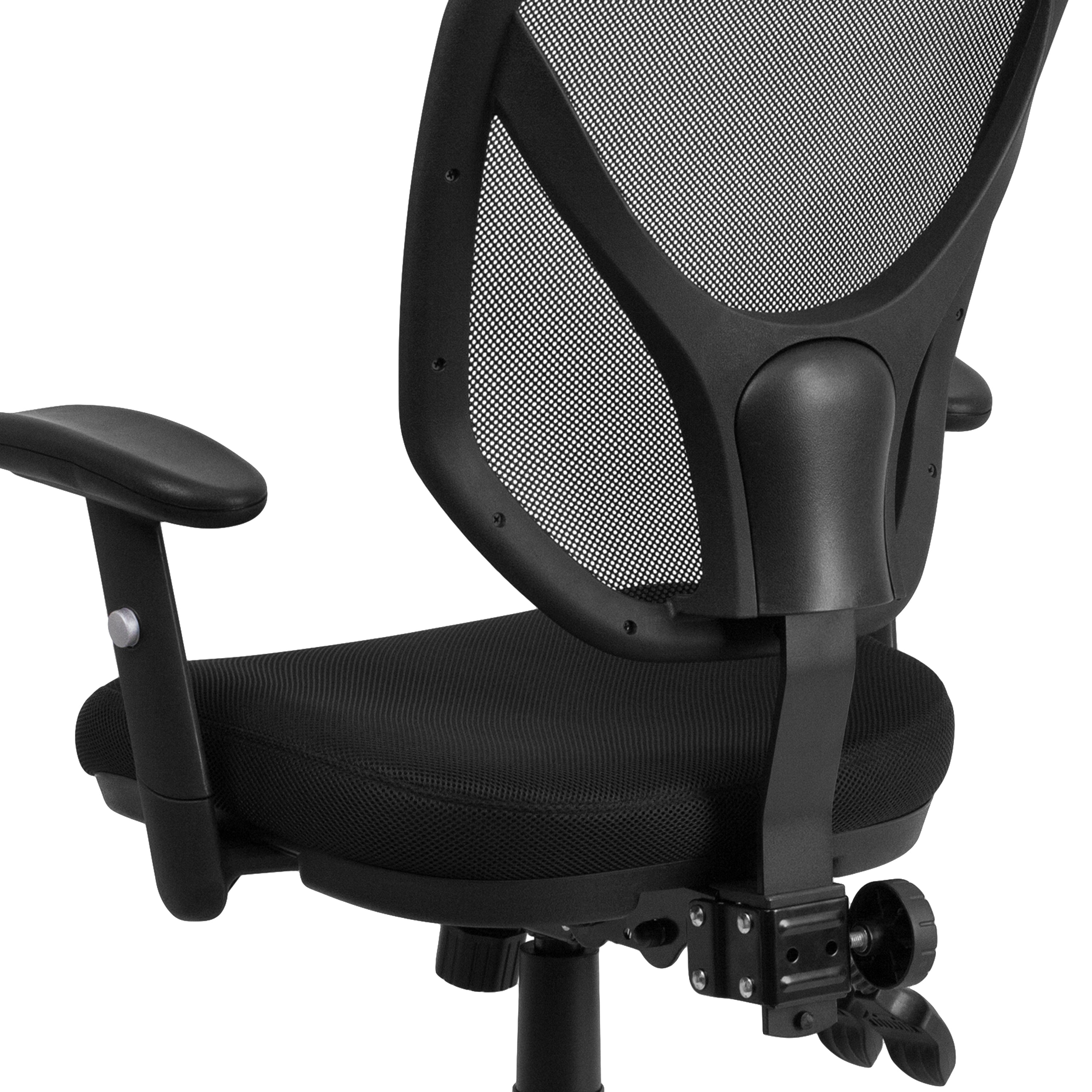 Sam Mid-Back Black Mesh Multifunction Swivel Ergonomic Task Office Chair with Adjustable Arms