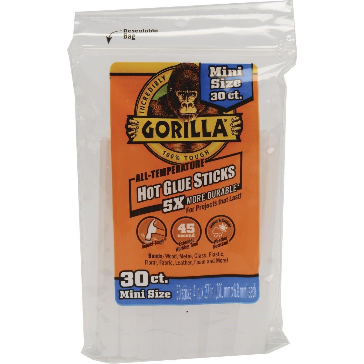 3023003 Gorilla 4 In. Mini Clear Hot Melt Glue (30-Pack)