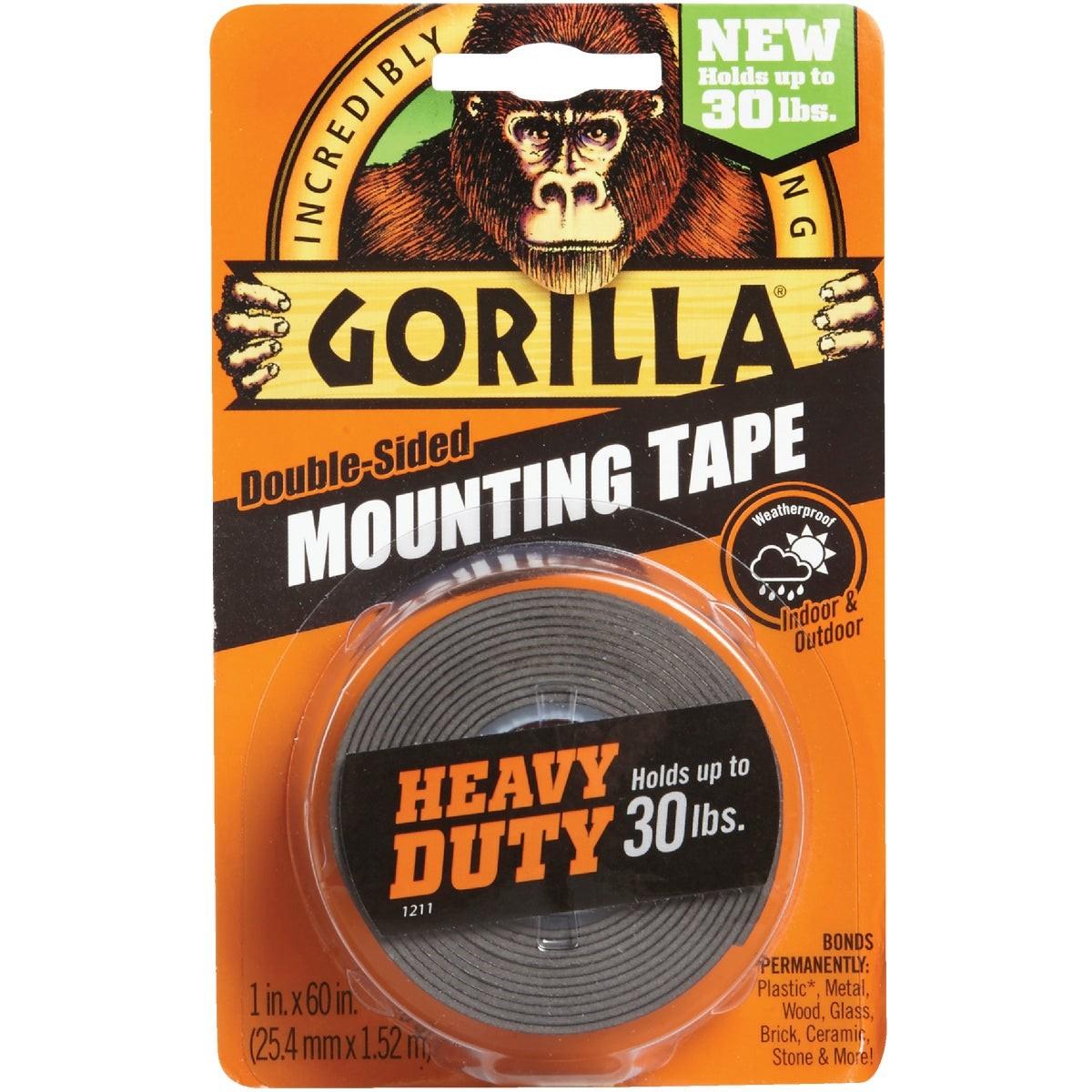 6055002 Gorilla 1 In. x 60 In. Black Heavy Duty Double-Sided Mounting Tape (30 Lb. Capacity)