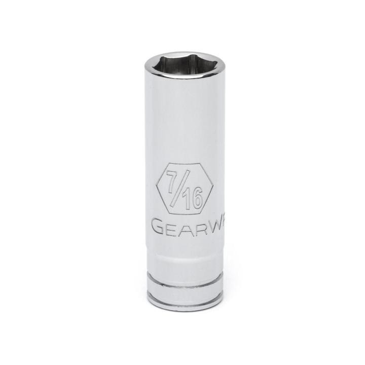 80122D Gearwrench, Socket, 1/4 Inch Drive, 6 Point, 7/16 Inch, Alloy Steel, Deep