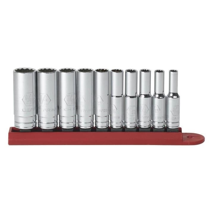 80309D Gearwrench, Socket Set, 1/4 Inch Drive, 12 Point, 9/16 Inch, Deep, 10 Pc