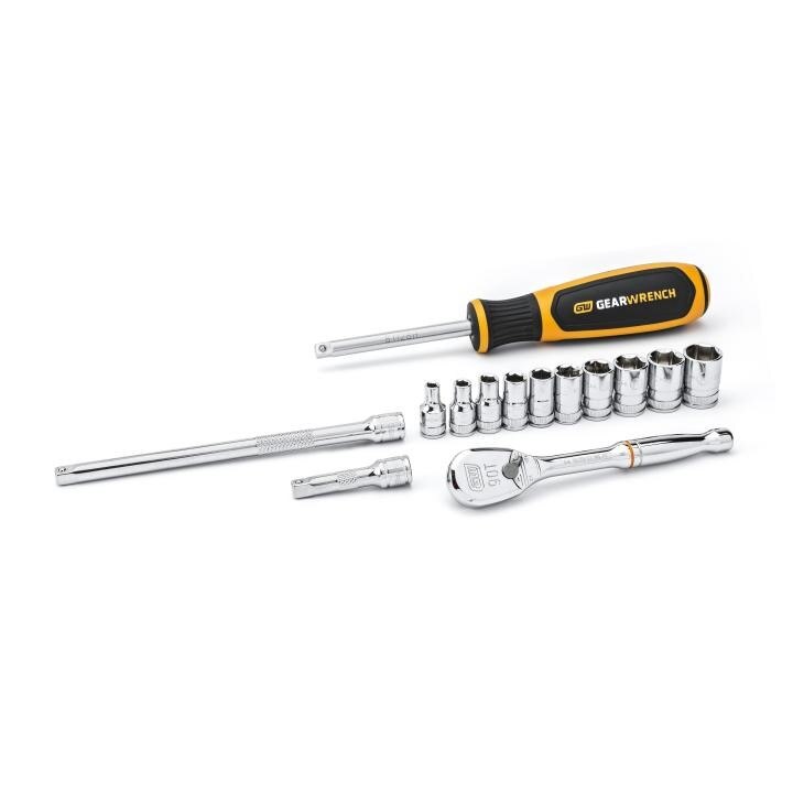 80326 Gearwrench, Mechanics Tool Set, 1/4 Inch Drive Tang, 6 Point, Alloy Steel