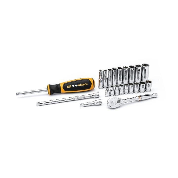 80327 Gearwrench, Mechanics Tool Set, 1/4 Inch Drive Tang, 6 & 12 Point, Metric