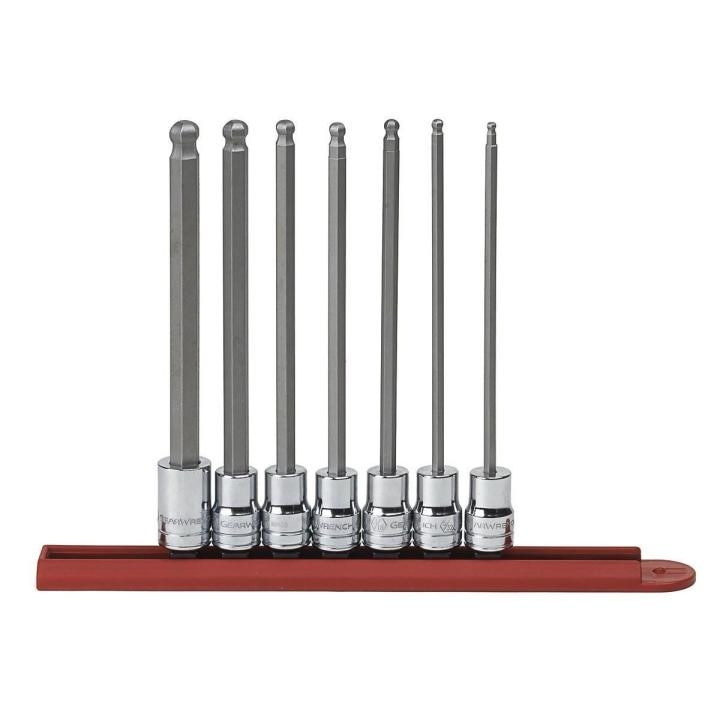 80574 Gearwrench, Socket Set, 3/8 Inch Drive, Ball Hex, 3/8 Inch, Long, 7 Pc