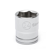 80636D Gearwrench, Socket, 1/2 Inch Drive, 6 Point, 24 MM, Full Polish Chrome