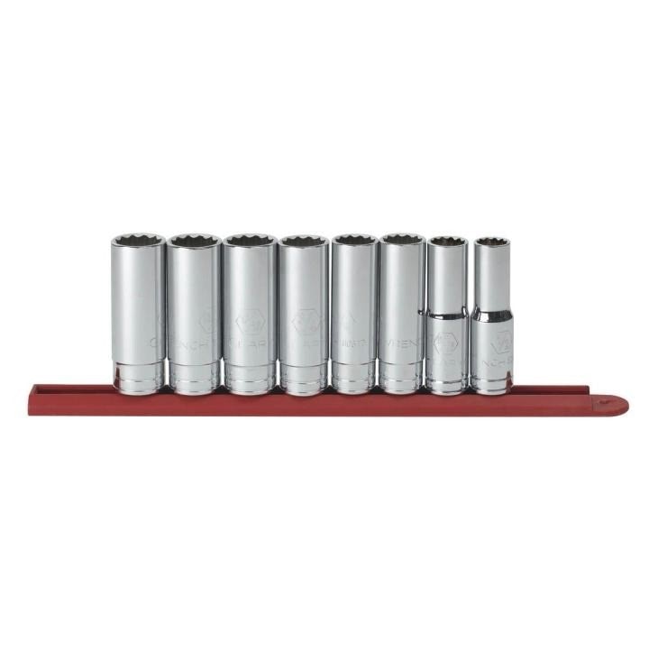 80713 Gearwrench, Socket Set, 1/2 Inch Drive, 12 Point, 15/16 Inch, Deep, 8 Pc
