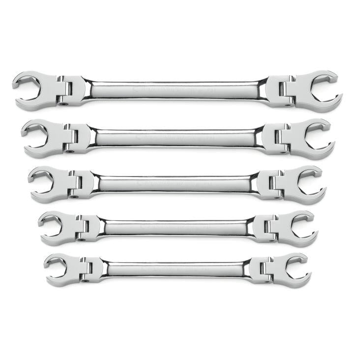 81910 Gearwrench, Flex Head Flare Nut Wrench Set, Full Polish Chrome, Standard