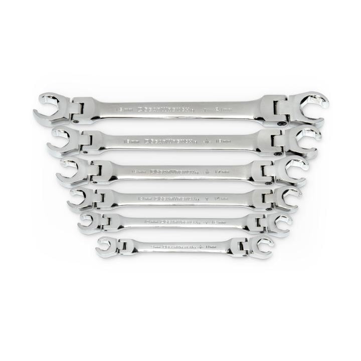 81911D Gearwrench, Flex Head Flare Nut Wrench Set, Full Polish Chrome, Standard