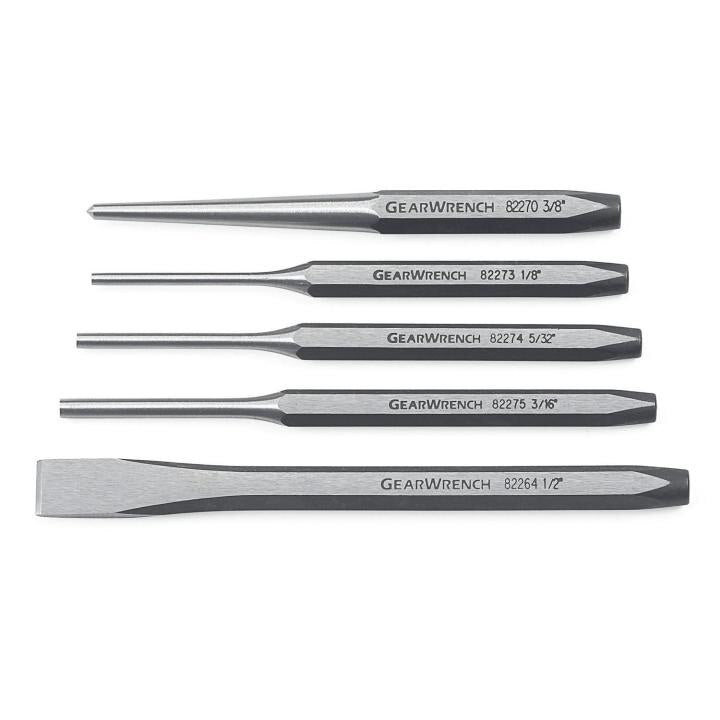82304 Gearwrench, Punch and Chisel Set, Phosphate Coated, Alloy Steel, 5 Pc