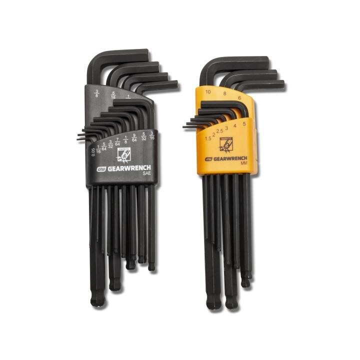 Ball End Hex Key Set, SAE/Metric, 22 Pieces, Magnetic