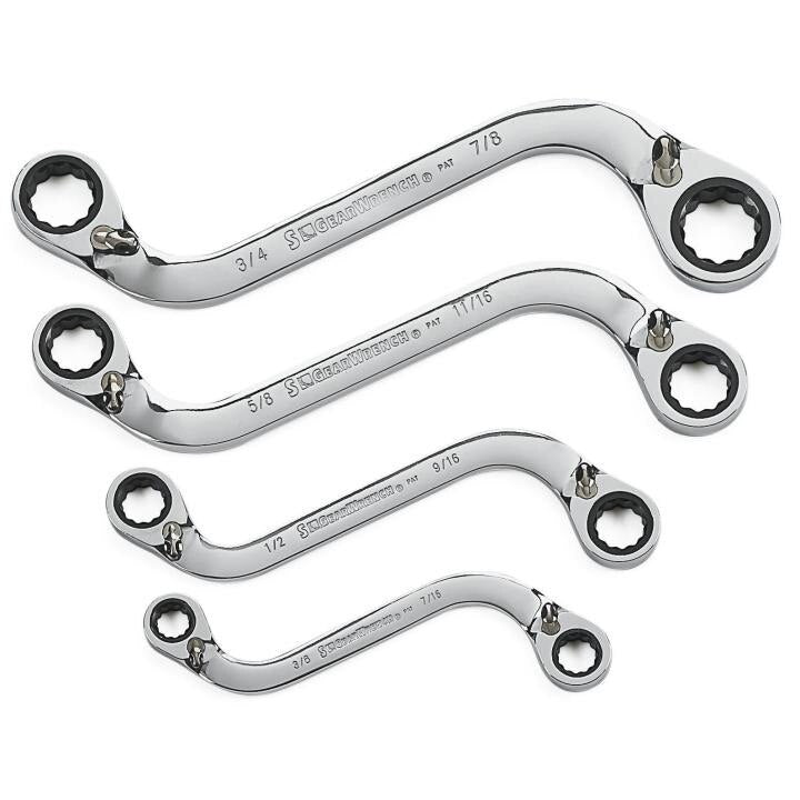 85399 Gearwrench, S-Shape Reversible Ratcheting Wrench Set, 12 Point, Standard
