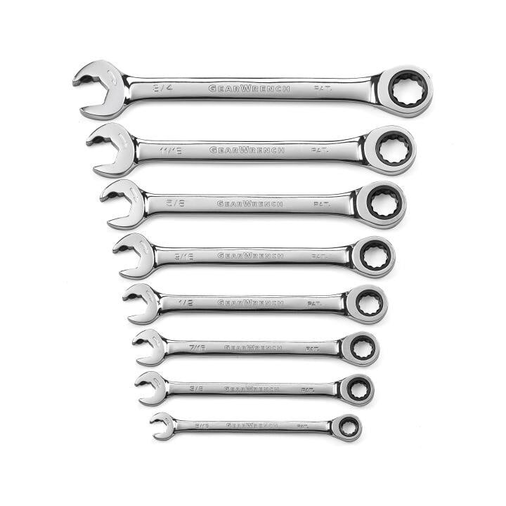85599 Gearwrench, Combination Open End Ratcheting Wrench Set, 12 Point, Standard