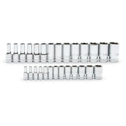 86541-06 Gearwrench, Socket Set, 1/4 Inch 3/8 Inch Drive, 6 Point, 19MM, 27 Pc
