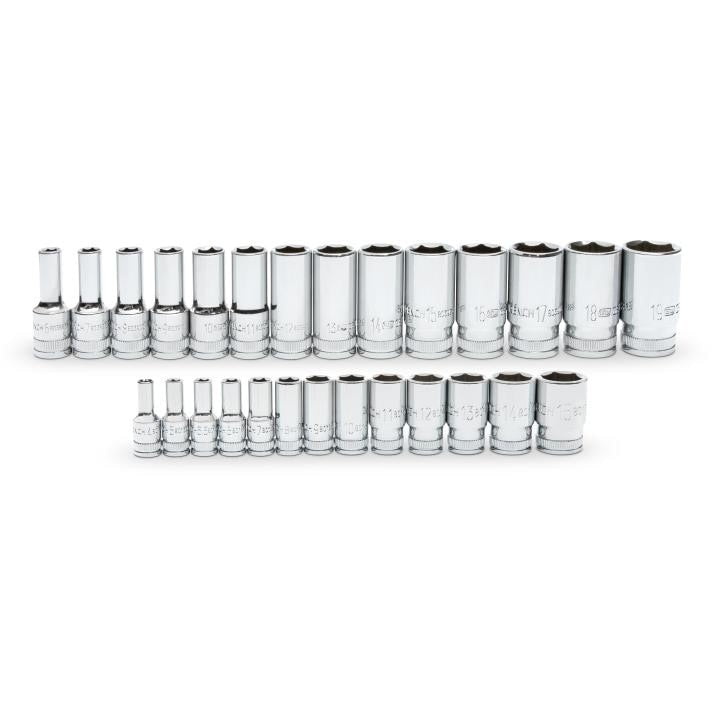 86541-06 Gearwrench, Socket Set, 1/4 Inch 3/8 Inch Drive, 6 Point, 19MM, 27 Pc