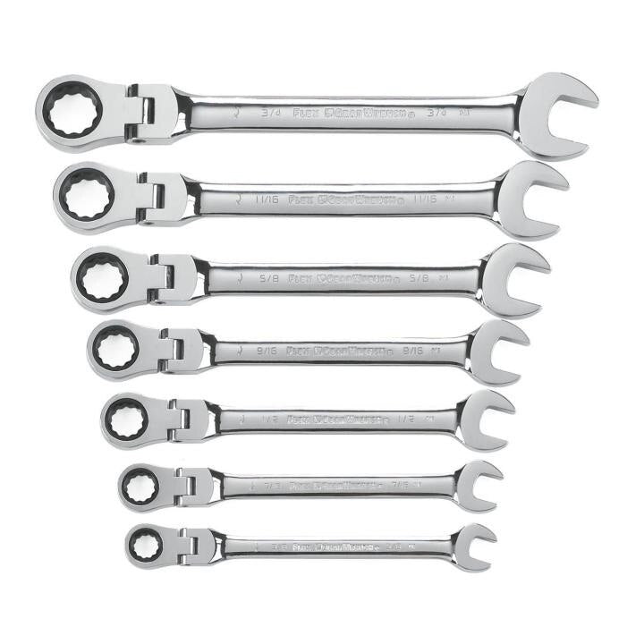 9700 Gearwrench, Ratcheting Flex Combination Wrench Set, 12 Point Drive, SAE