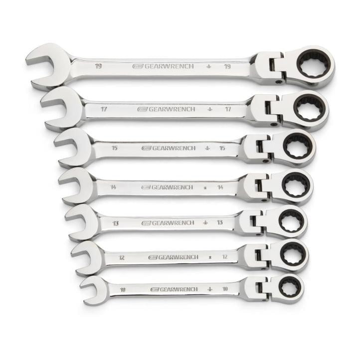 9900D Gearwrench, Ratcheting Flex Combination Wrench Set, 12 Point Drive, 7