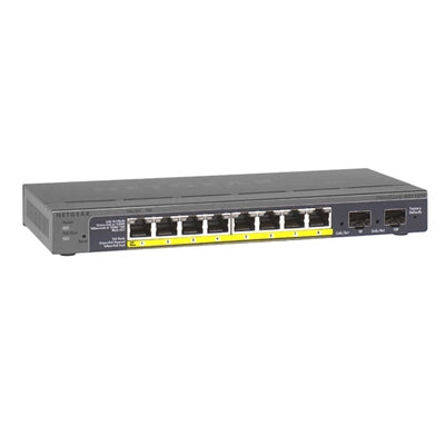 Netgear Smart Gs110tpv3 - Switch - Smart - 8 X 10/100/1000 (Poe) + 2 X Sfp - Desktop, Wall-Mountable - Poe+ (55 W) - Dc Power 8 Port with Poe