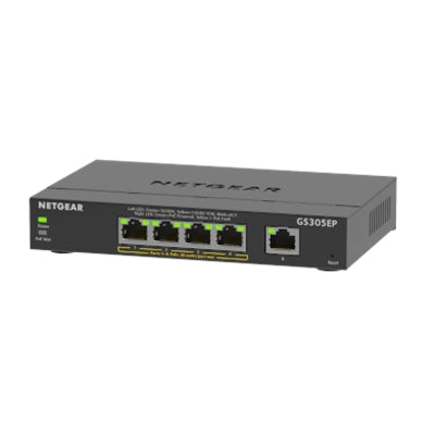 NETGEAR 5-Port Gigabit Ethernet PoE+ Plus Switch, 63W PoE Budget, Traffic Management, by NETGEAR, GS305EP