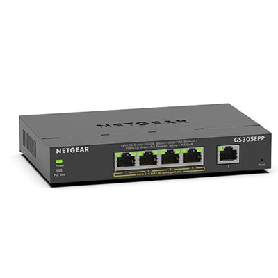 NETGEAR 5-Port Gigabit Ethernet PoE+ Plus Switch, 120W PoE Budget, Traffic Management, by NETGEAR, GS305EPP