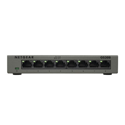Netgear GS308 Ethernet Switch - 8 Ports - Gigabit Ethernet - 10/100/1000Base-T - 2 Layer Supported - Twisted Pair - GS308300PAS