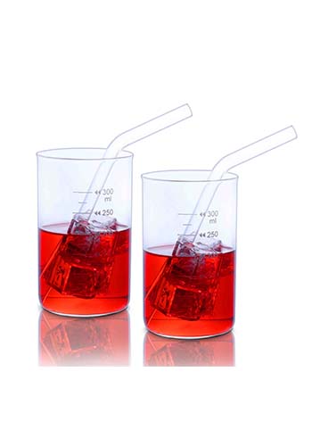 Glass Tumbler (with Graduation) & Glass Straw (set of 2)