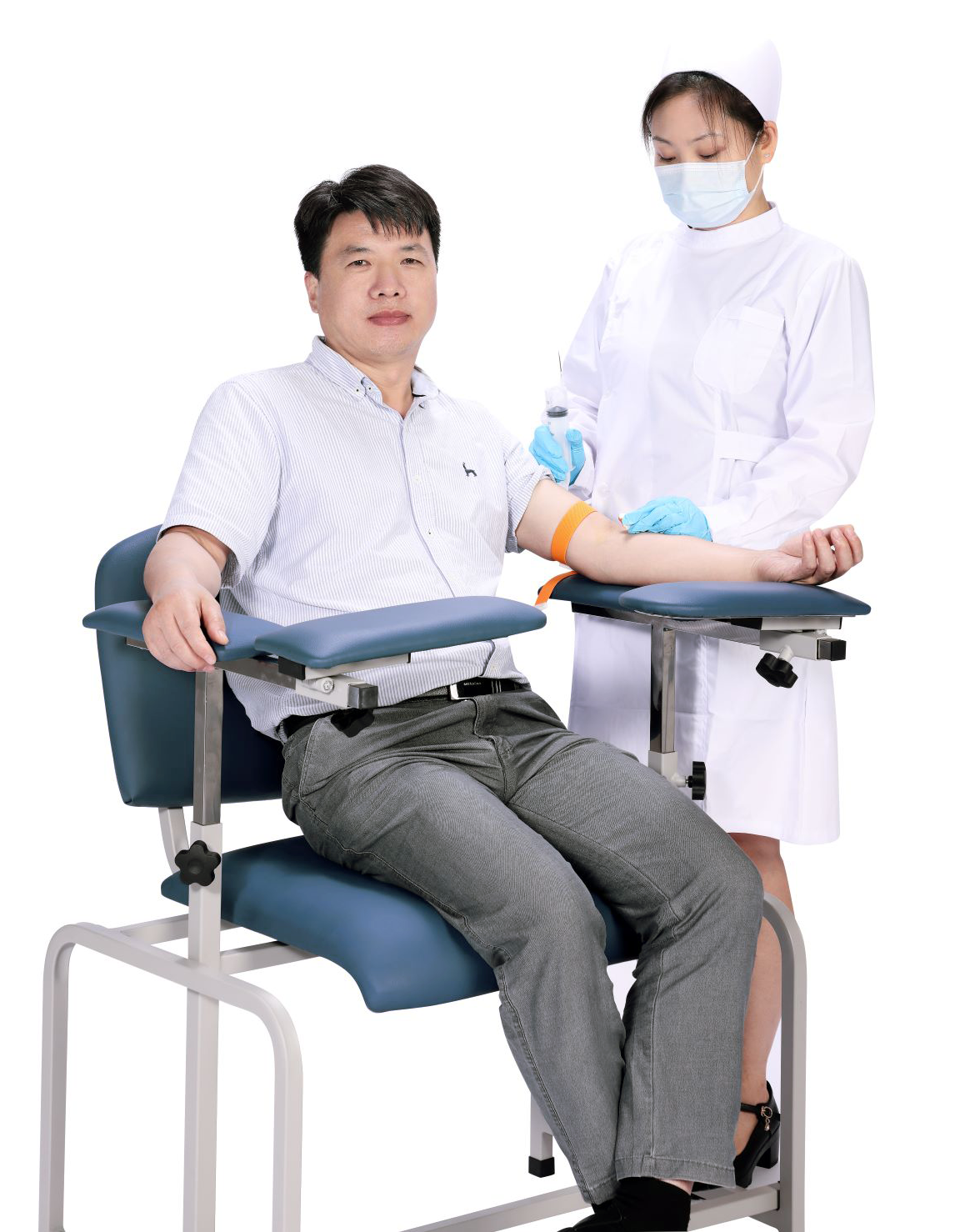 Bariatric Padded Blood Drawing Chair - Blue
