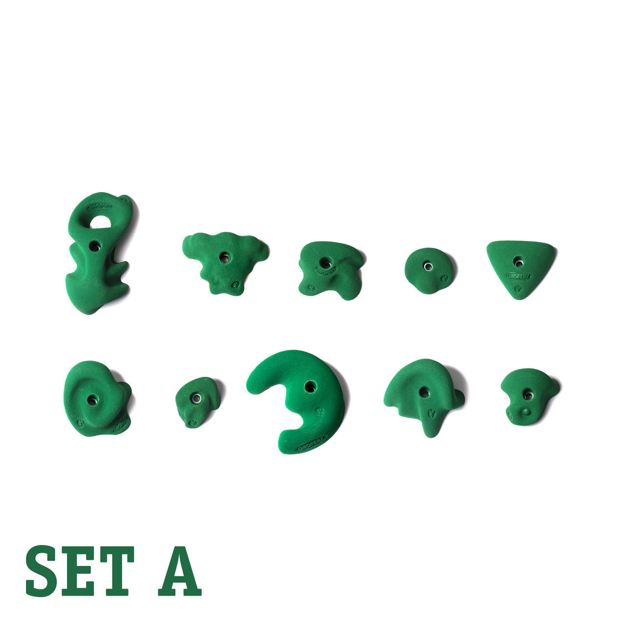 Beginner Route Setting Hand Holds - Green- Set A, B, C, D