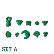 Beginner Route Setting Hand Holds - Green- Set A, B, C, D