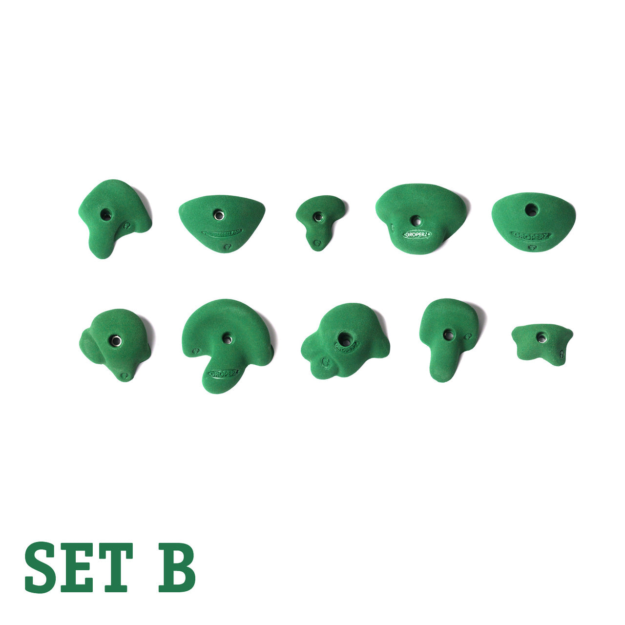 Beginner Route Setting Hand Holds - Green- Set A, B, C, D