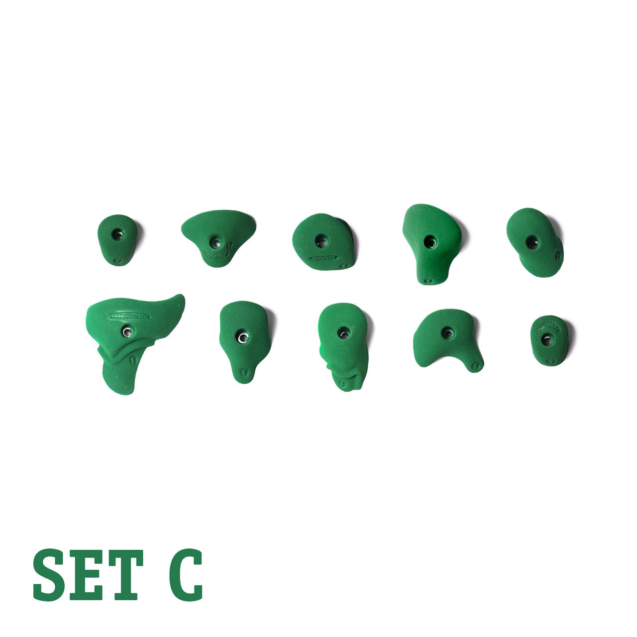 Beginner Route Setting Hand Holds - Green- Set A, B, C, D