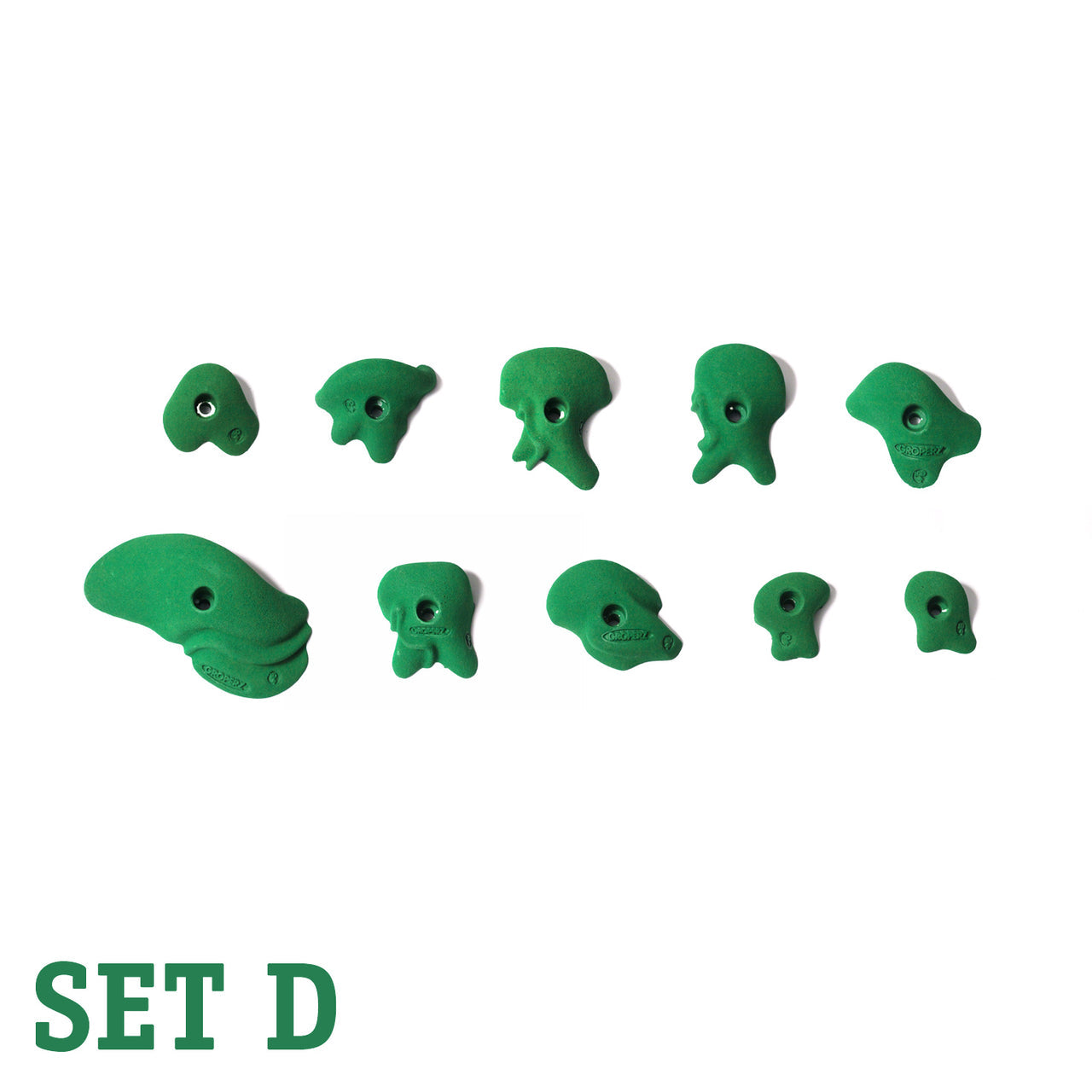 Beginner Route Setting Hand Holds - Green- Set A, B, C, D